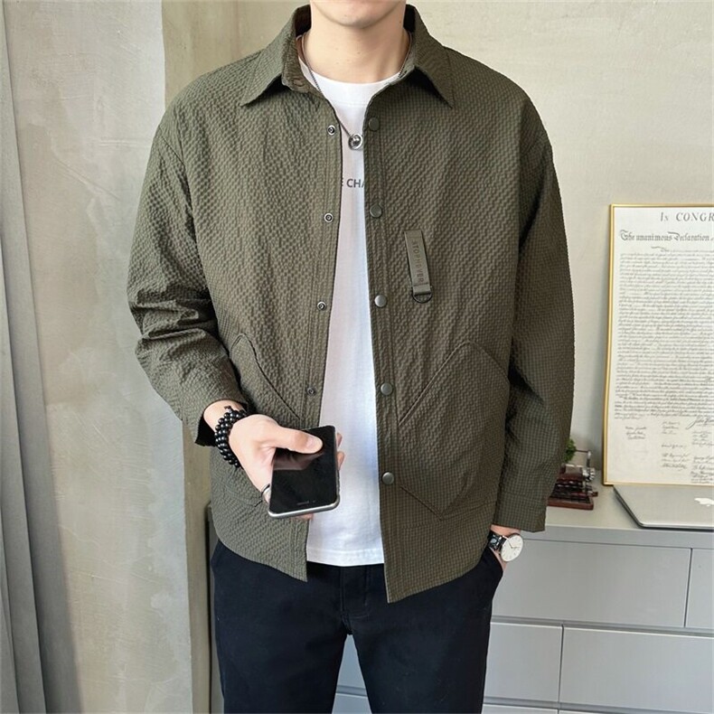 2025春季店主风新款翻领休闲工装简约时尚夹克外套男JK152-P110,男装夹克,电商A413