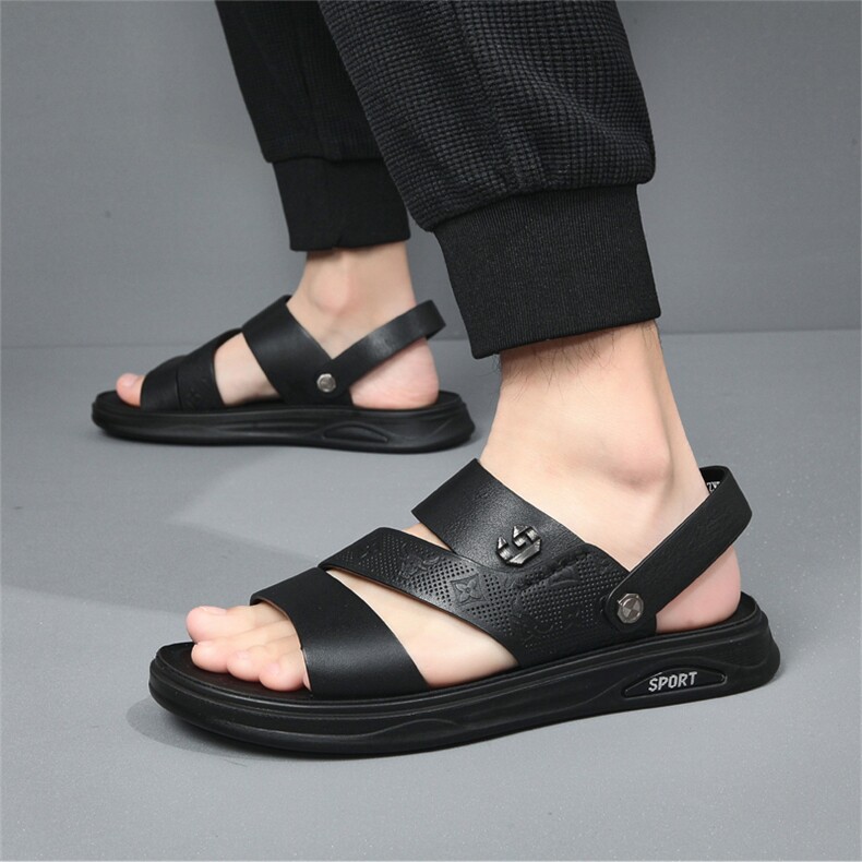 男士凉鞋夏季牛皮沙滩鞋2024新款外穿防滑两用男凉鞋，男鞋凉鞋，星座1407-3