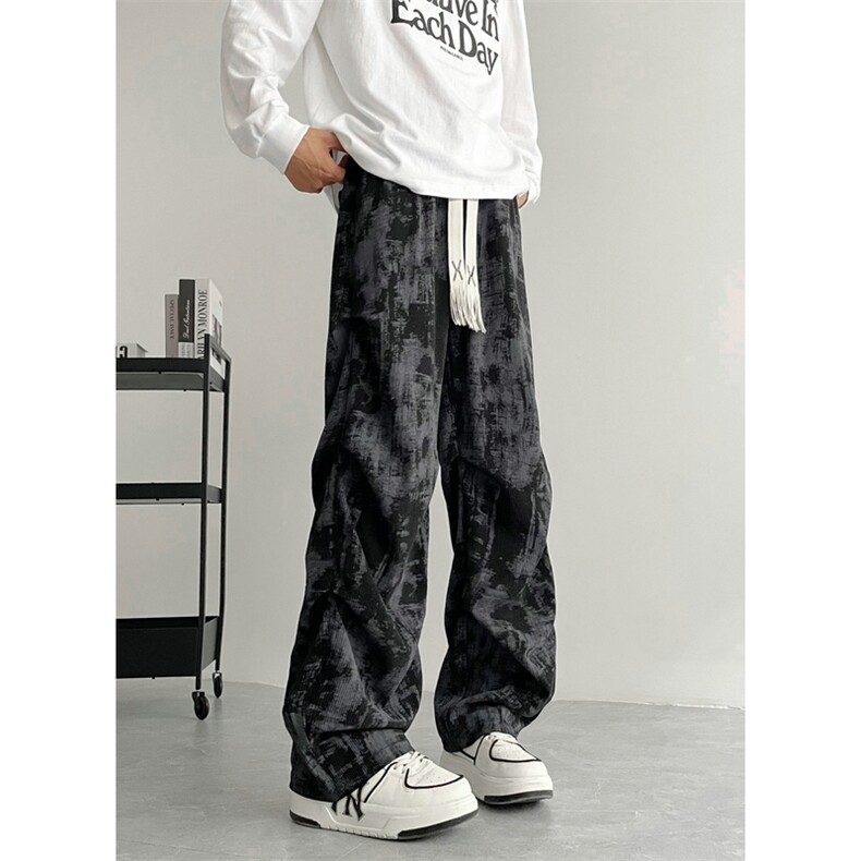 小众扎染垂感裤子美式卫裤青少年高街痞帅运动裤504-K859-P34,男装休闲裤,星座504