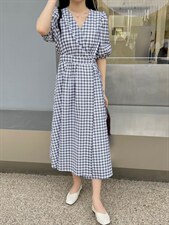 【补单款】夏季格子系列显瘦款连衣裙，女装连衣裙，奥瑾