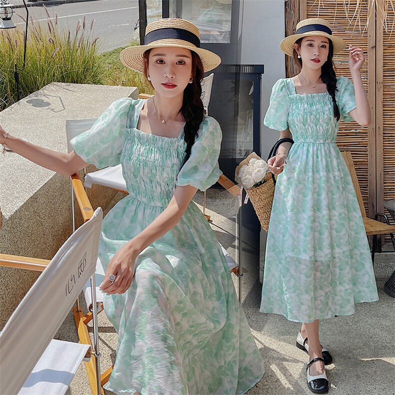 现货！2023新款温柔风碎花仙气超仙森系连衣裙夏季花朵仙女裙,女装连衣裙,艾仟回(原伊仟回)