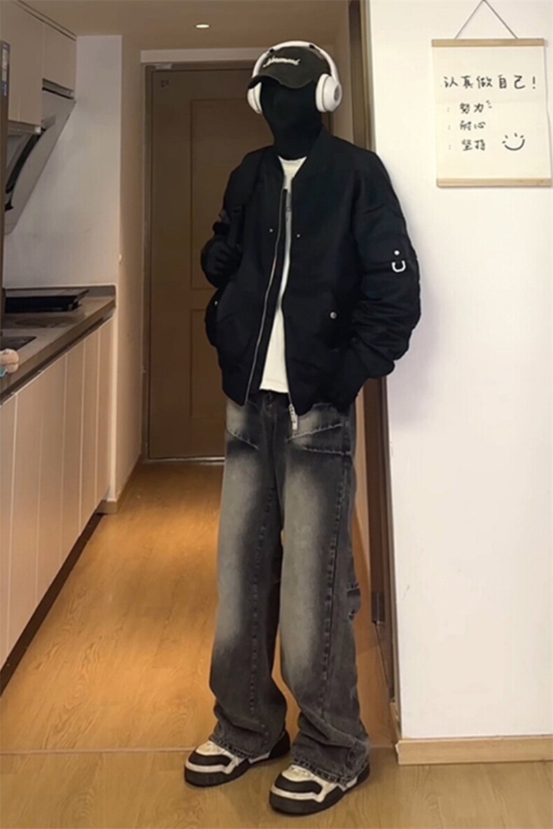 【高品质现货】春季裂纹烧花黑色牛仔裤P60-控88,男装牛仔裤,星座610A