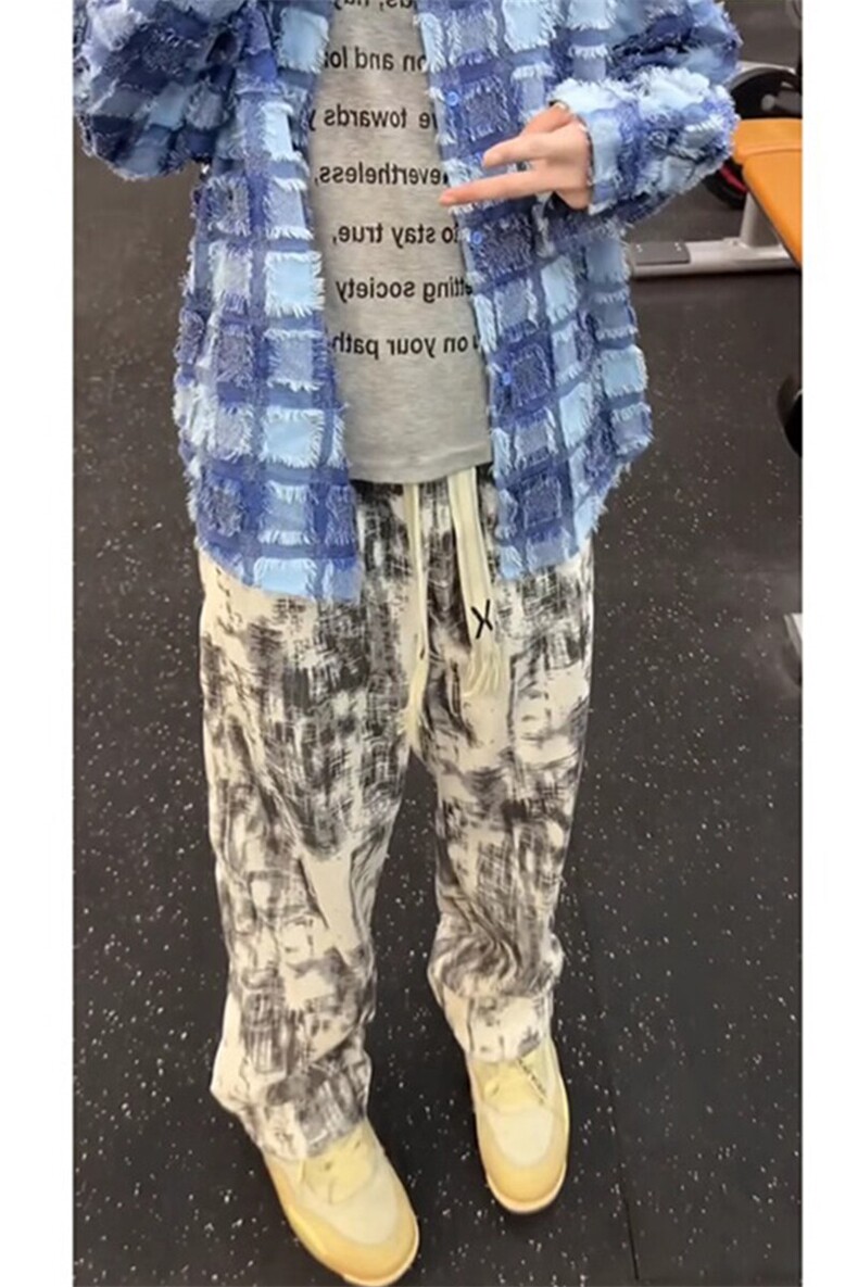 美式扎染工装裤子设计感直筒裤运动休闲长裤KZ13特P39,男装工装外套,星座908-1