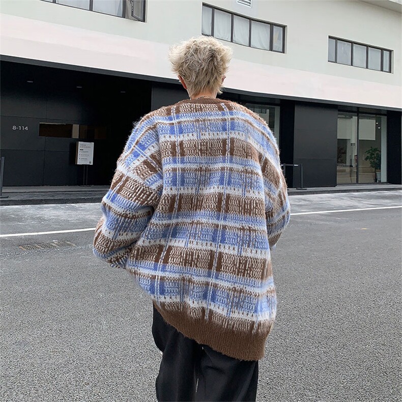 宽松慵懒风毛衣男2024春秋季条纹针织衫情侣线衣MY09174-P50,男装针织衫/毛衣,星座308B-2