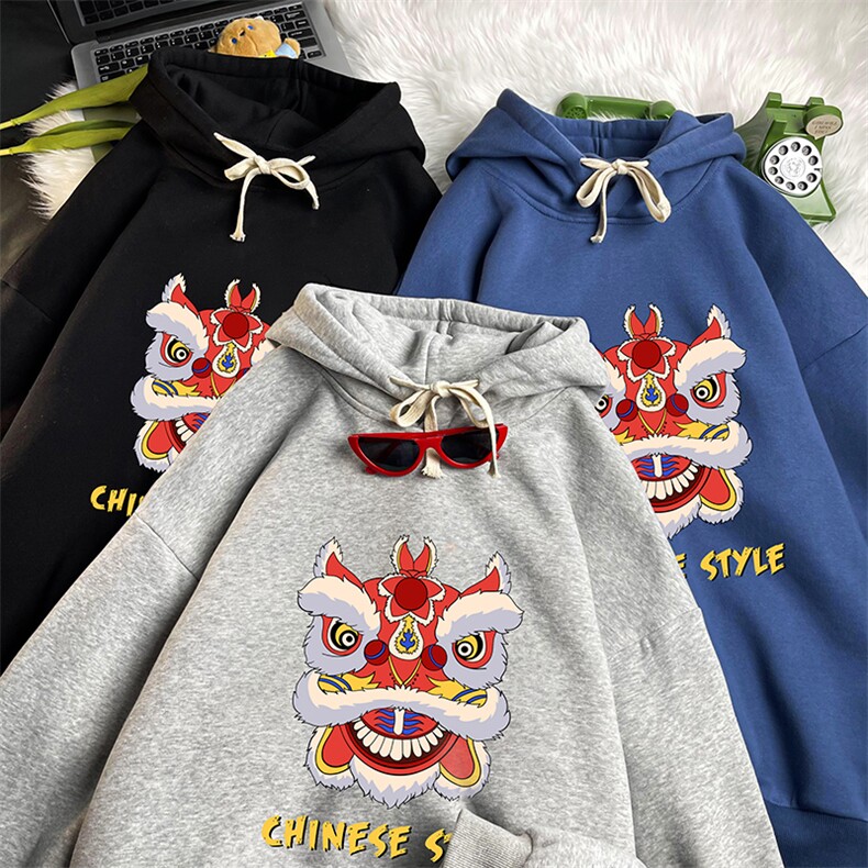WY2185-P35加绒款-P40纯棉连帽卫衣男大码运动帽衫宽松薄,男装卫衣,电商A040