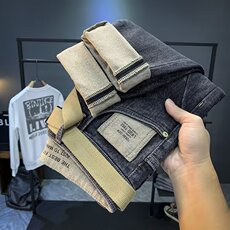 1506-1/KT5551/P48潮牌深蓝色牛仔裤男九分裤黑色修身小脚潮流裤，男装牛仔裤，星座1506-1
