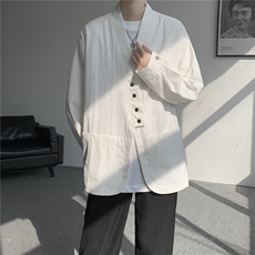 现货CS1161-p55新款高品质小众叠穿开衫大码衬衫上衣外套，男装衬衫，电商A059