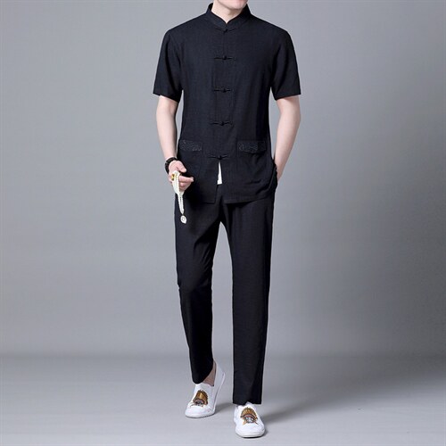 BETZ08钱塘2020-2夏季亚麻男士短袖中式唐装套装精品P115，男装中老年男装，钱塘207-2