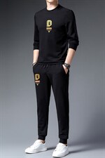 春秋款男中年人运动套装秋季印花休闲爸爸装圆领卫衣中老年运动服，男装休闲套装，电商B212（原钱塘6029）