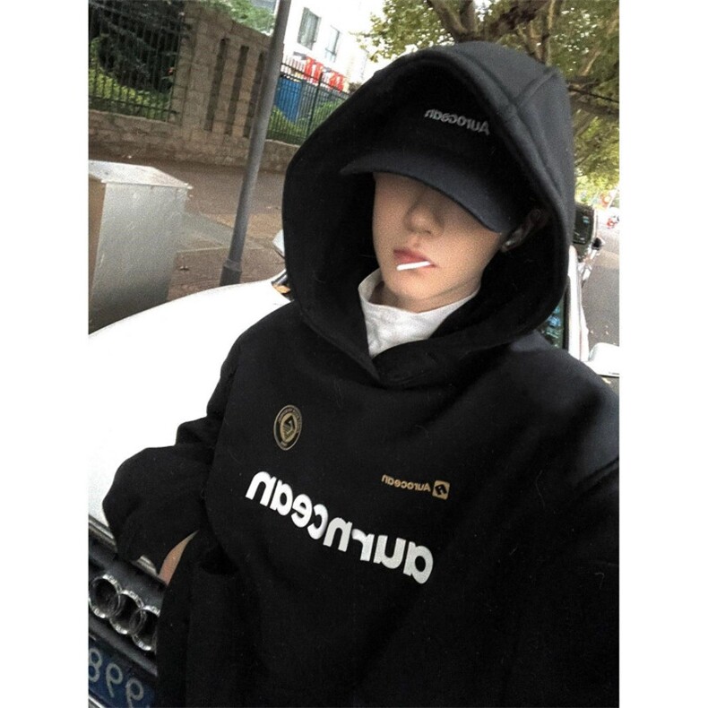 时尚印花连帽卫衣男女加绒加厚秋冬款宽松oversize美式外套上衣男,女装短外套,四季星座505