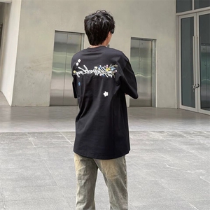 万针全刺绣工艺抖音得物高品质260克重磅纯棉双纱美式高街短袖T恤图片
