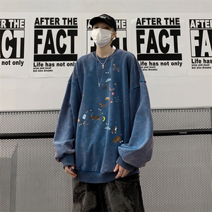 美式潮牌重磅水洗做旧圆领卫衣力推大码男XZ517A-BK5557-P58图片