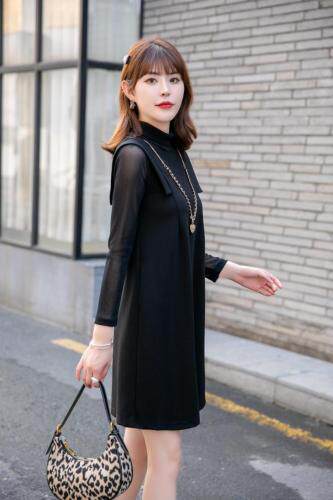 2021秋季新款简约，休闲，通勤风，假两件套连衣裙，女装连衣裙，衣佳佰分