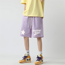 白底23夏季时尚百搭美式复古字母印花短裤五分裤A6255P25控38，男装休闲裤，电商A268-1