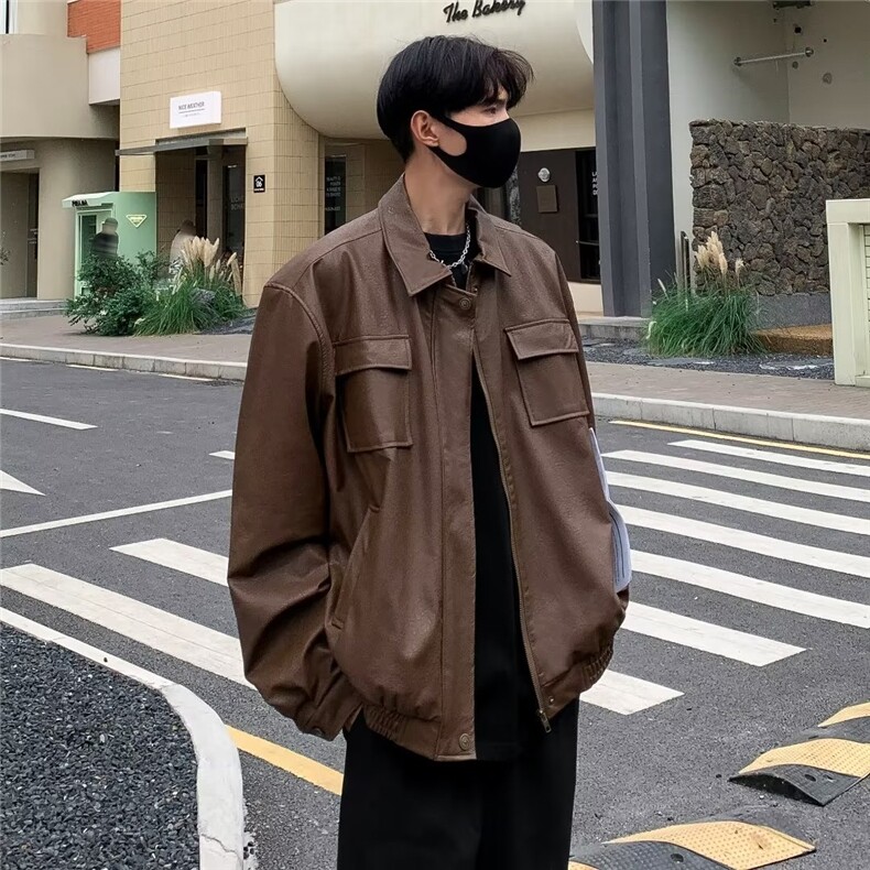 春秋机车服皮衣男原PU好皮双层气春季男青年痞帅皮夹克外套W9287,男装夹克,星座1116A-1（原606A）