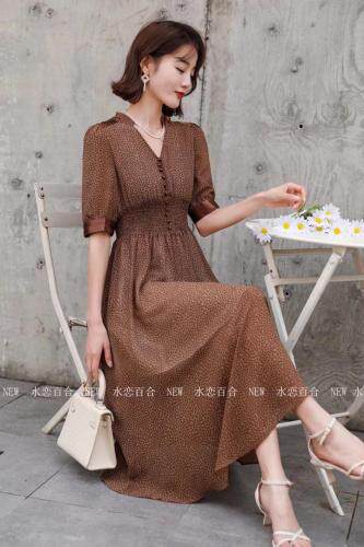 夏装新款连衣裙，女装连衣裙，水恋百合