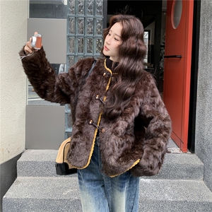 高级感小香风短款毛毛外套女2025秋冬皮毛一体小个子加厚保暖上衣图片