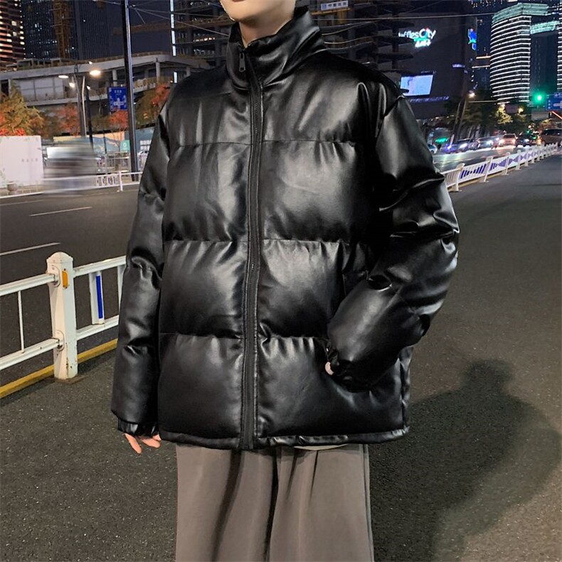 美式PU皮棉衣男款秋季高街痞帅加厚保暖外套潮牌hiphop立领面包服,男装棉衣,星座410-6（原星座1304-1）