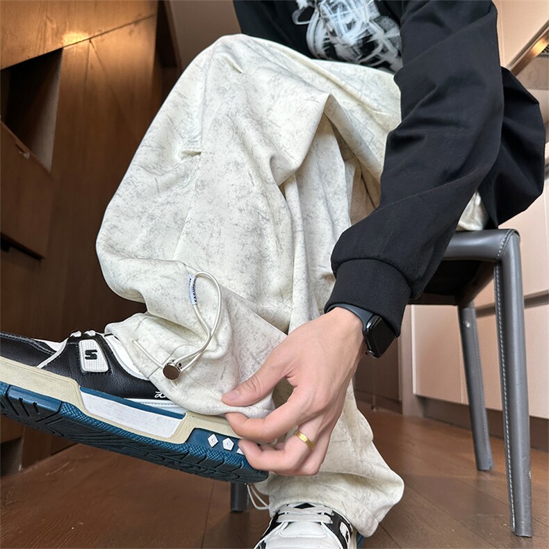 秋季扎染脏脏裤宽松抽绳伞兵裤运动卫裤A480特P45控68,男装休闲裤,电商A309
