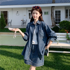 主推现货！2026春夏复古牛仔休闲套装-配腰带P185-K275，女装牛仔外套，网红馆