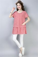 T恤圆领2025年格子韩风时尚潮牌夏季短袖休闲修身型时尚简约潮流，女装T恤，风姿绰