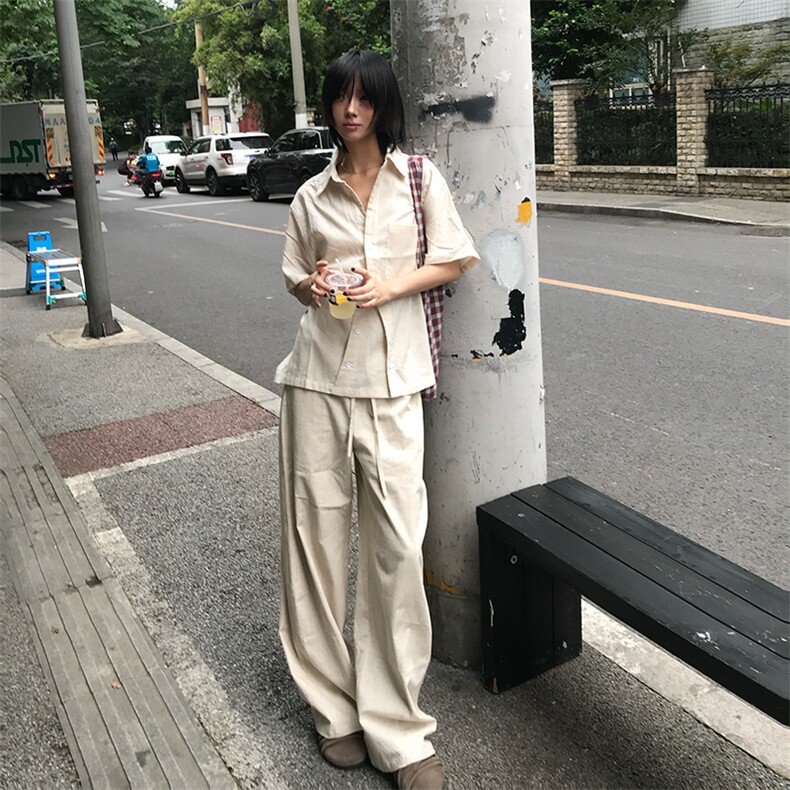 宽松亚麻长裤韩版阔腿裤D328-AK7712-P45特,男装休闲裤,电商D328
