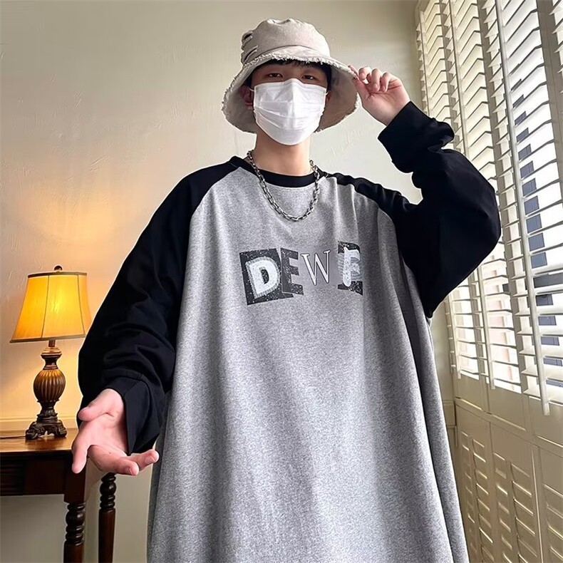 纯棉拼色插色印花打底长袖卫衣T350P38,男装卫衣,星座1116-2