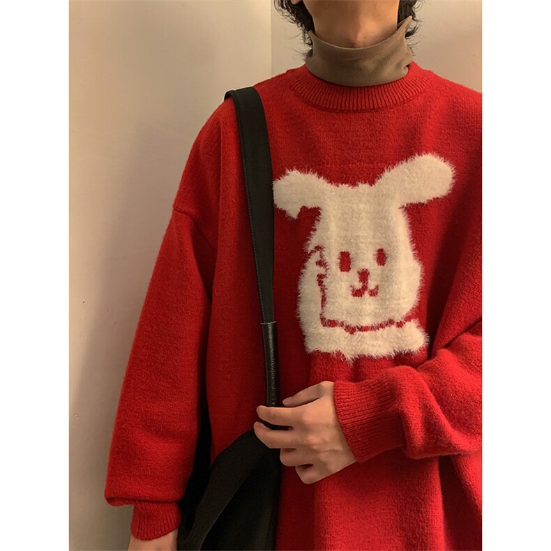 8XL-M兔年卡通红色圣诞毛衣男针织衫特大码MY1202P58控78,男装针织衫/毛衣,电商D206-1