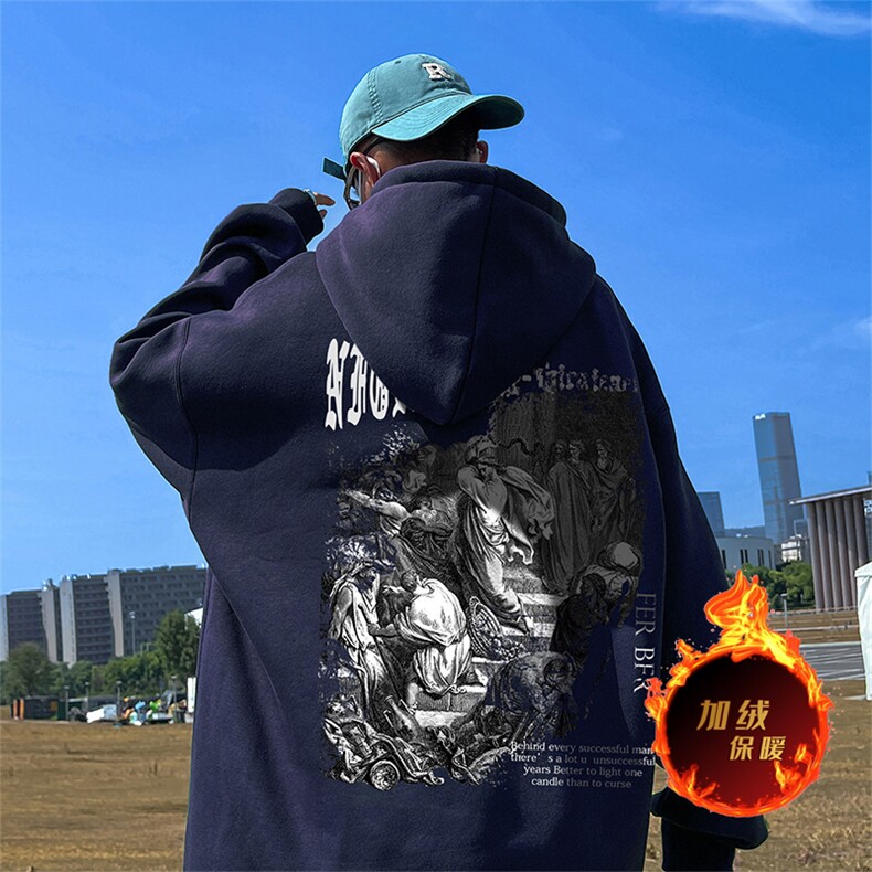 500克重磅秋冬美式加绒加厚卫衣外套DL1529常规特P35绒特P40,男装卫衣,电商A486