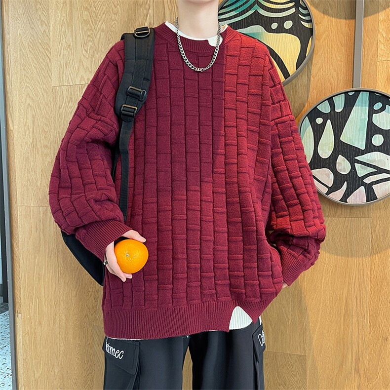 L-9XL港风假两件圆领毛衣男加厚大码潮牌针织MY808-P65 大码P70图片
