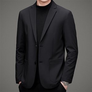 2023冬季新款羽绒服西装男士保暖外套中年男装加厚短款宽松爸爸装图片