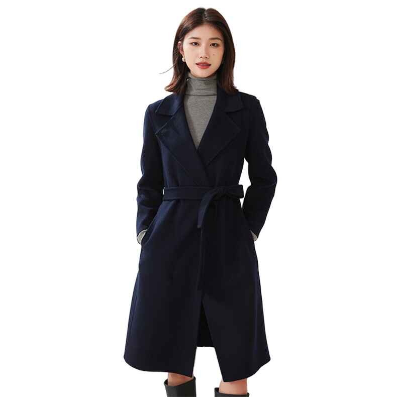 两用翻领2024年秋冬季新款羊毛双面呢大衣,女装双面呢大衣,织美生