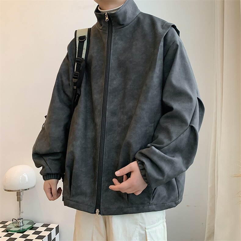 PY9099/P85新款宽松机能风磨砂皮衣皮夹克男休闲百搭痞帅上衣外套,男装夹克,电商A141