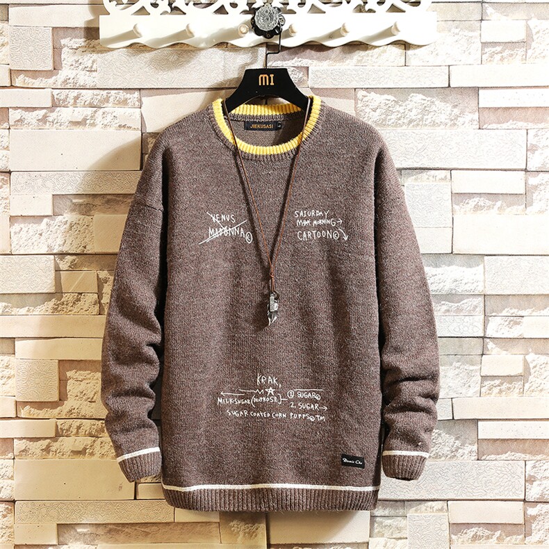2020冬季日系砖墙男毛衣宽松针织衫男线衣A313-37312-P75控108图片