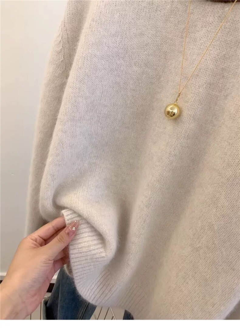 春秋韩版羊毛衫女套头圆领短款宽松百搭打底衫毛衣,女装羊毛衫,恩泰羊绒