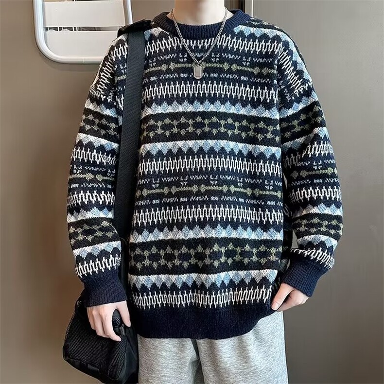 美式圆领毛衣男慵懒风休闲针织衫M5675P55,男装针织衫/毛衣,星座1116-2