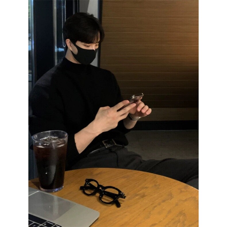风衣内搭男打底慵懒风半高领毛衣男高级感痞帅修身冬款中领针织衫,男装针织衫/毛衣,星座809A(原222-1)
