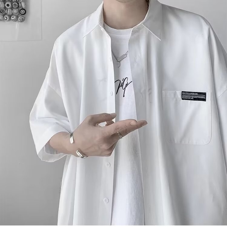 潮流新款ins男衬衫夏日系文艺流行潮五分袖百搭标准218-8CSC11P30,男装衬衫,星座218-8