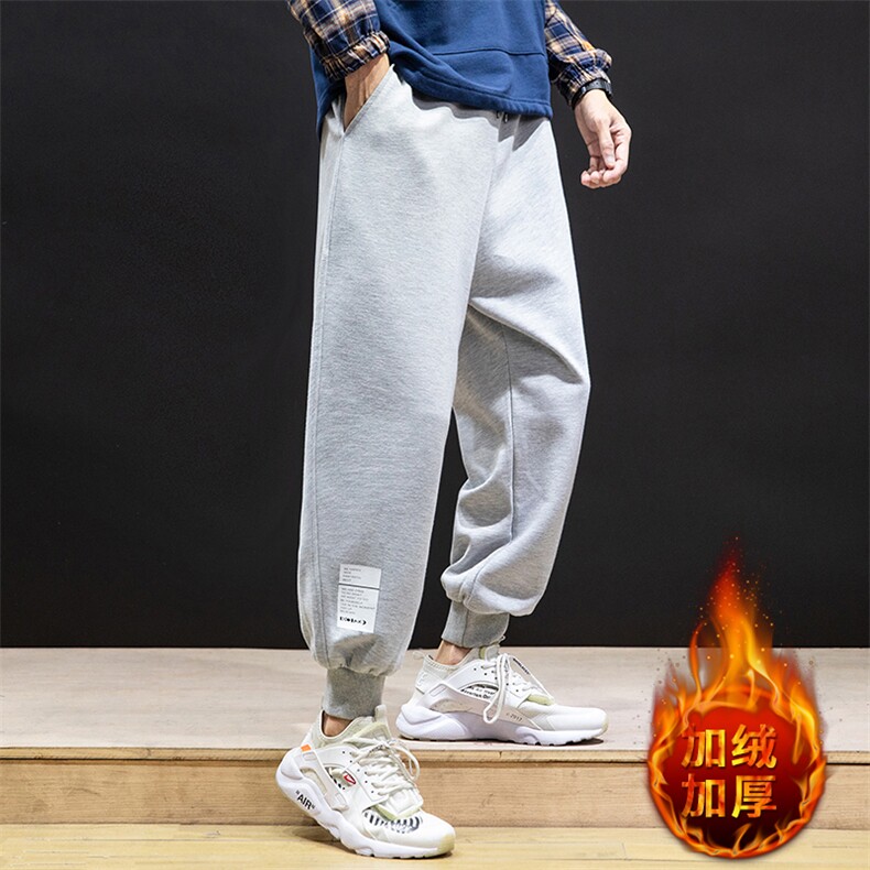 K12045-P40加绒P50束脚纯棉运动裤男士休闲裤大码宽松卫裤男,男装休闲裤,电商A040A