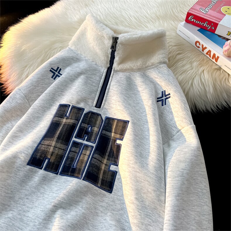 2024冬季新款港风摆拍大码绣花加绒卫衣M-5XHW24953-P60,男装卫衣,电商A022