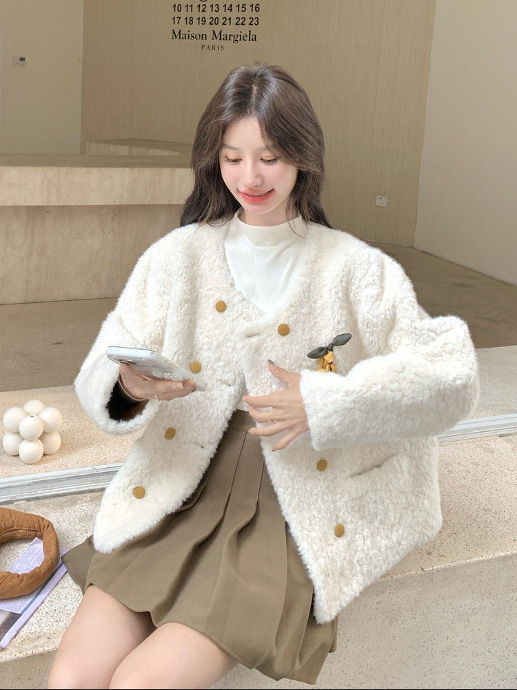 新品现货皮毛一体外套2C087-9283-P199-K279,女装毛呢外套,2C087