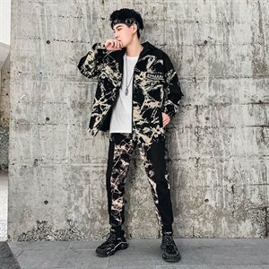秋装新款迷彩连帽夹克宽松外套休闲运动套装 A436-D8280图片