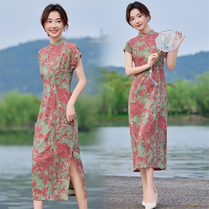旗袍女新中式2025新款夏季复古高端无袖日常中高考中长款连衣裙女图片