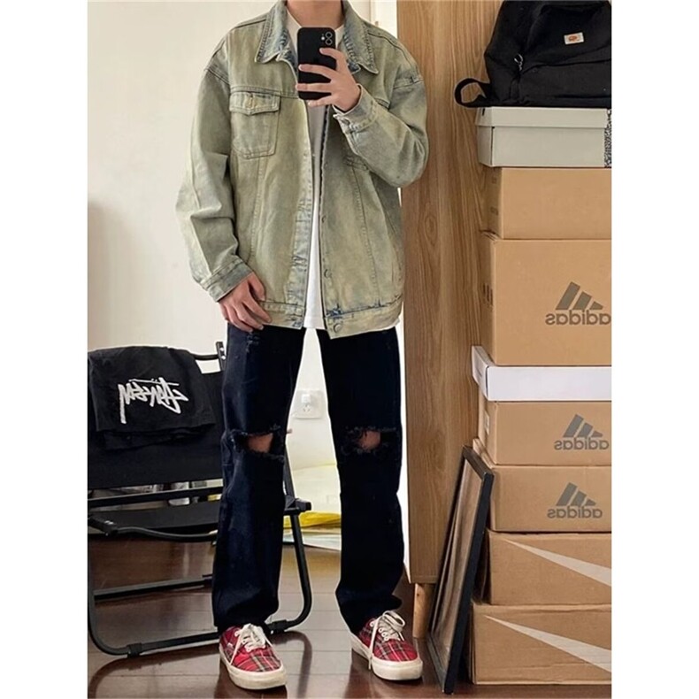 新款牛仔外套男秋季美式高街设计感工装夹克JK108-P57,男装工装外套,星座208-5