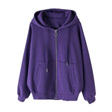 时尚连帽加厚开衫外套女宽松显瘦百搭休闲上衣秋冬季新款韩版潮流，女装短外套，简韵佳