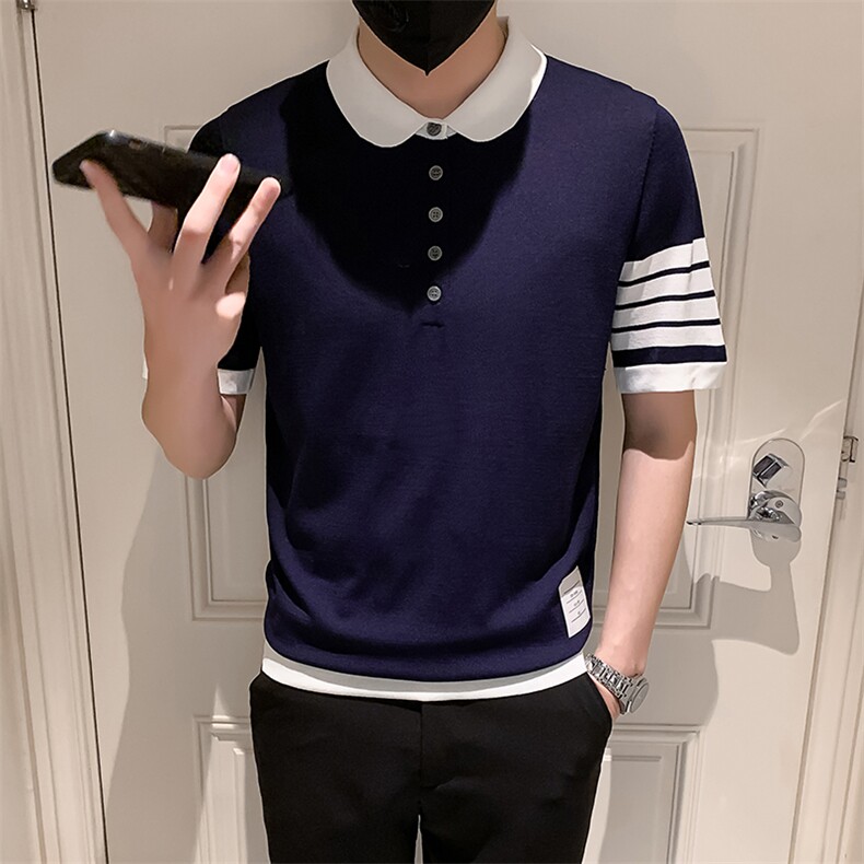 藏青2023精神小伙修身男士圆领潮款短袖T恤打底衫潮T101-P68控108，男装T恤，电商A108