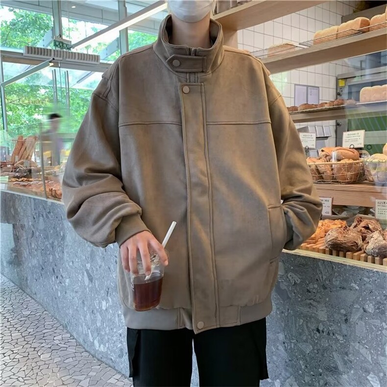 麂皮绒外套男士秋季2023美式复古设计感小众宽松休闲夹克WT6589图片