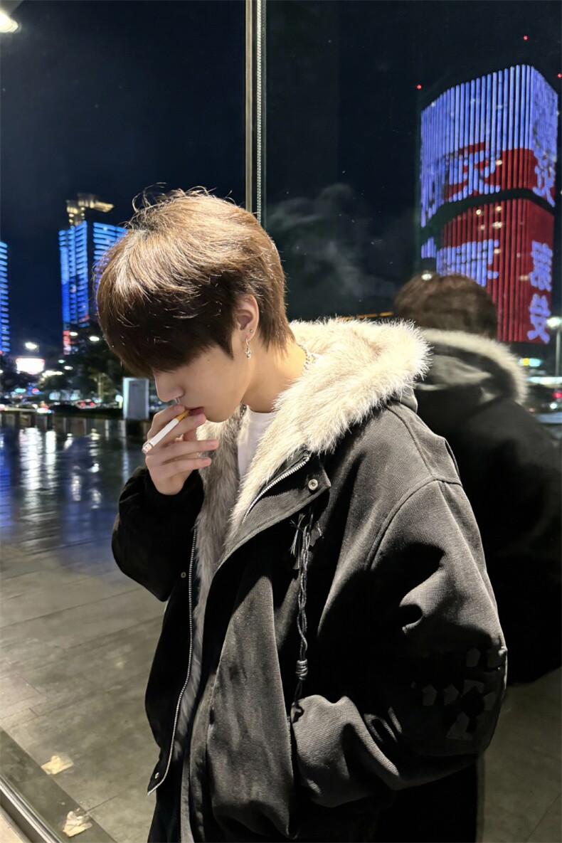 XZ514-2-25104-P115美式复古座山雕连帽棉服加厚保暖夹克宽松外套,男装夹克,星座514-2(原B239)