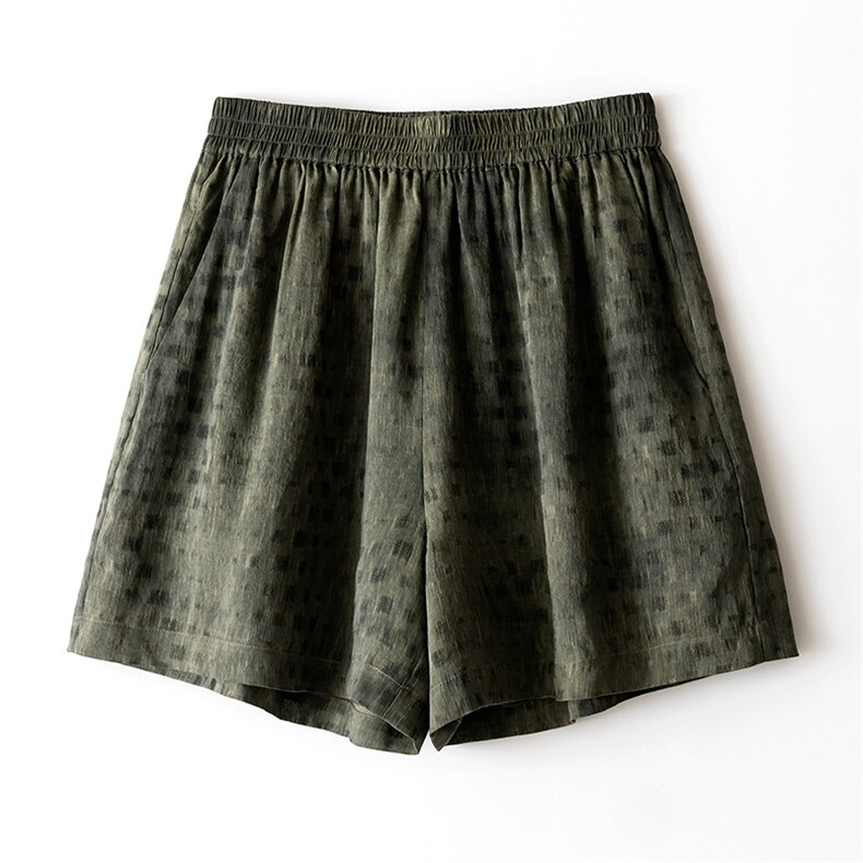 夏季新款简约百搭迷彩宽松休闲短裤女，女装休闲裤，瑞上羊绒