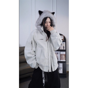 猫耳朵座山雕可拆卸毛领加绒加厚外套JK0164-P130图片